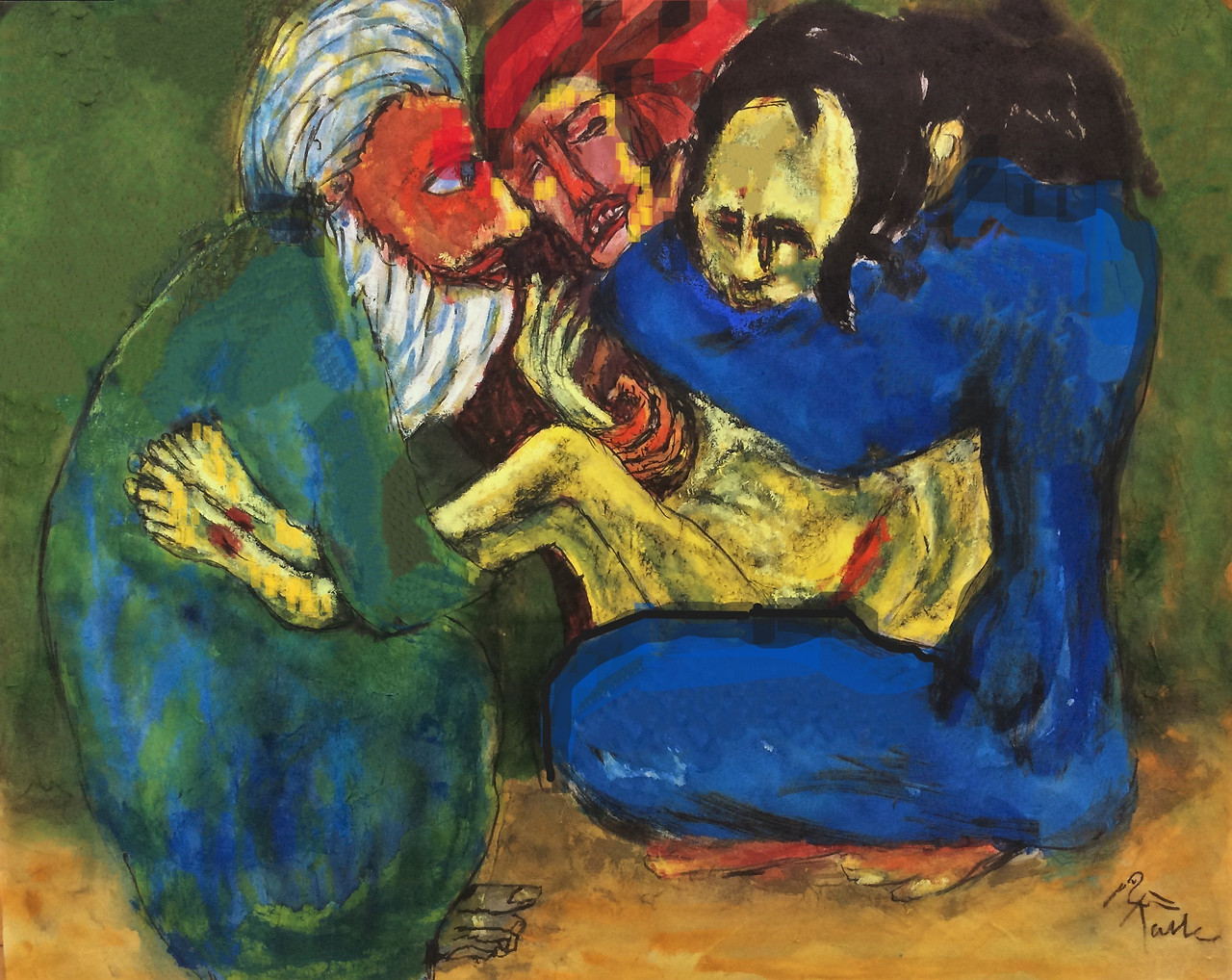 예수의 시신, 48.5X35cm 한지수채화,(2023).jpg