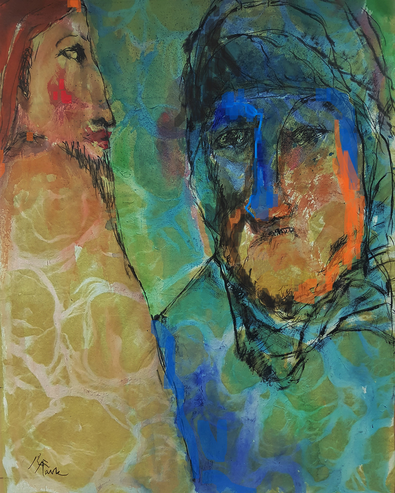 니고데모의 대화, 48.5X35cm 한지수채화(2022).jpg