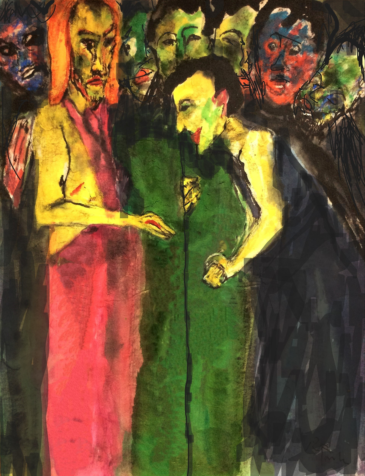 의심많은 도마, 48.5,35cm, 한지수채화(2023).jpg