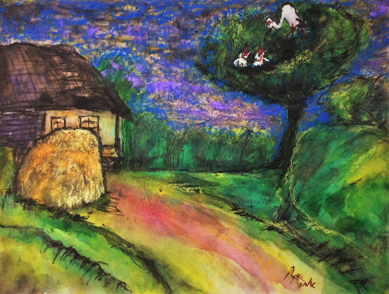 초가집 옆 황새둥지.jpg