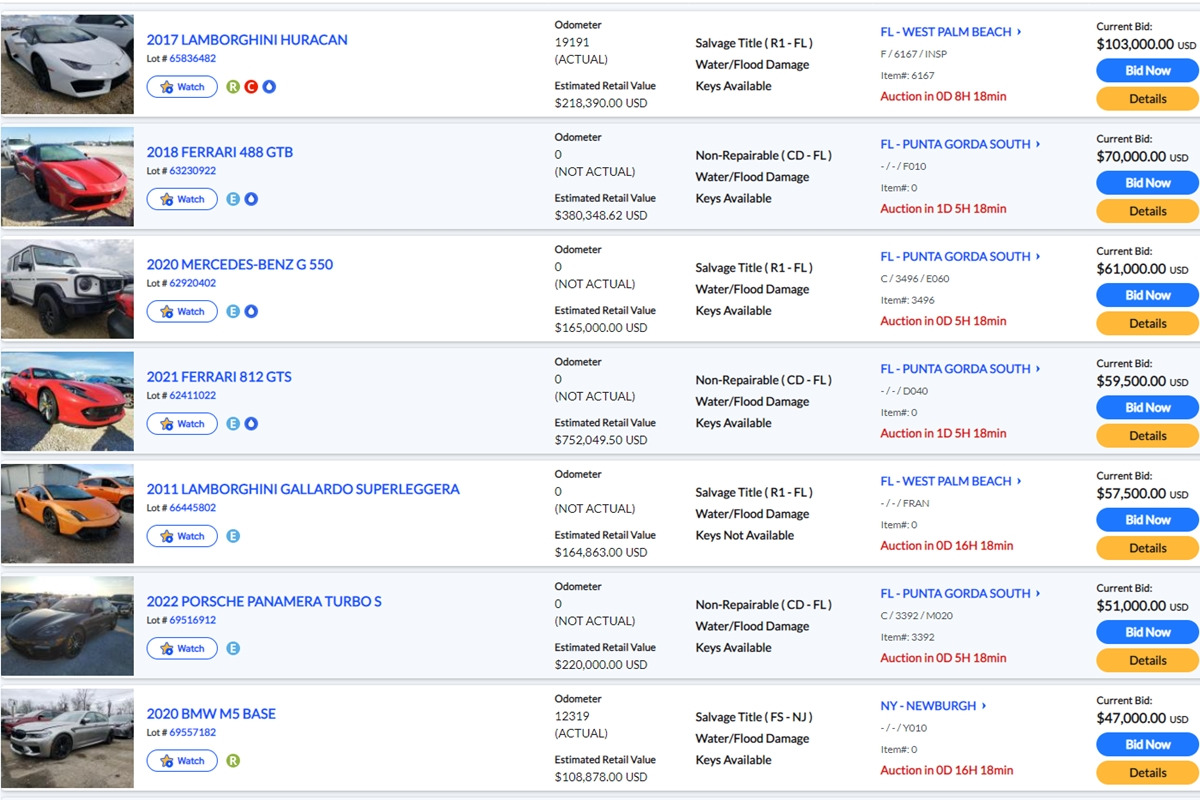 9_침수차 매물 목록_Copart 캡처.jpg