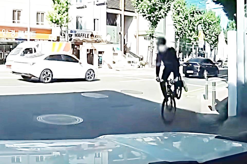 앞으로 넘어지는 자전거 운전자 사진 출처 = Youtube '한문철TV'.jpg