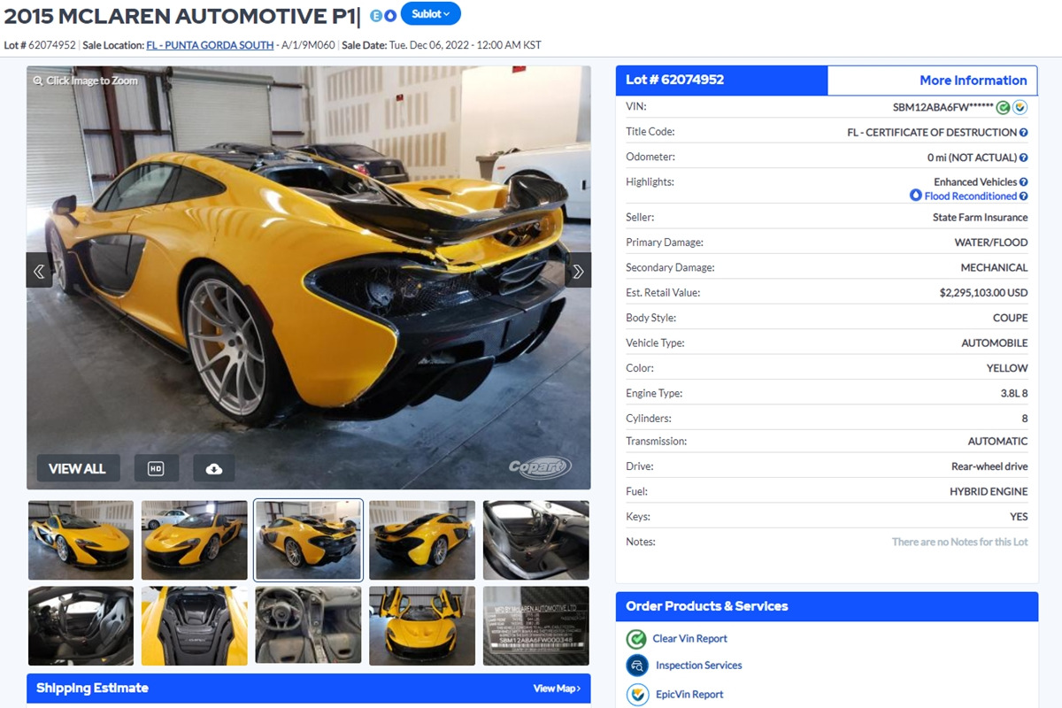 4_맥라렌 P1 침수차 매물_Copart.jpg