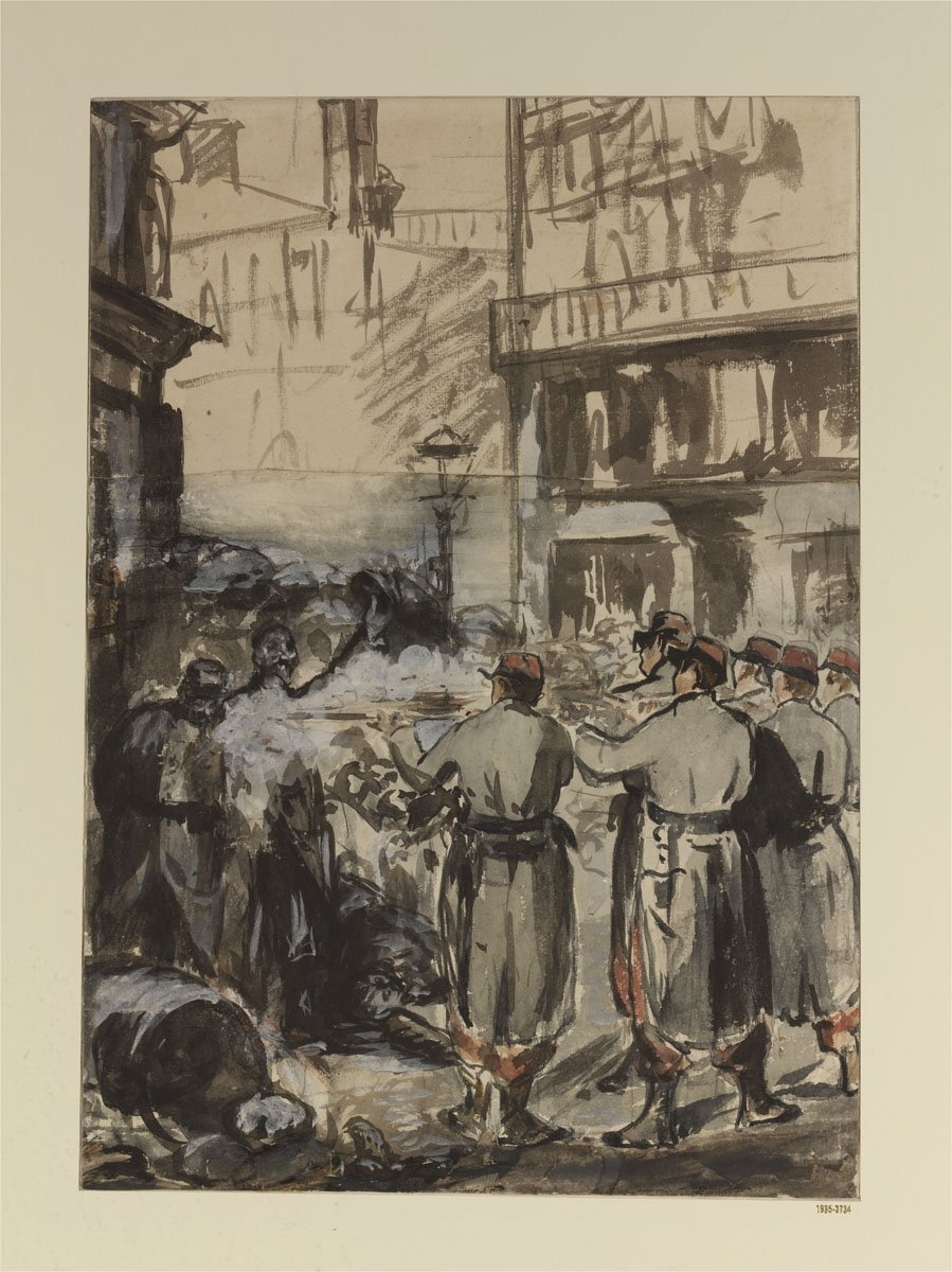 1871-1873, La Barricade, répression de la Commune de Paris, lithographie.jpg