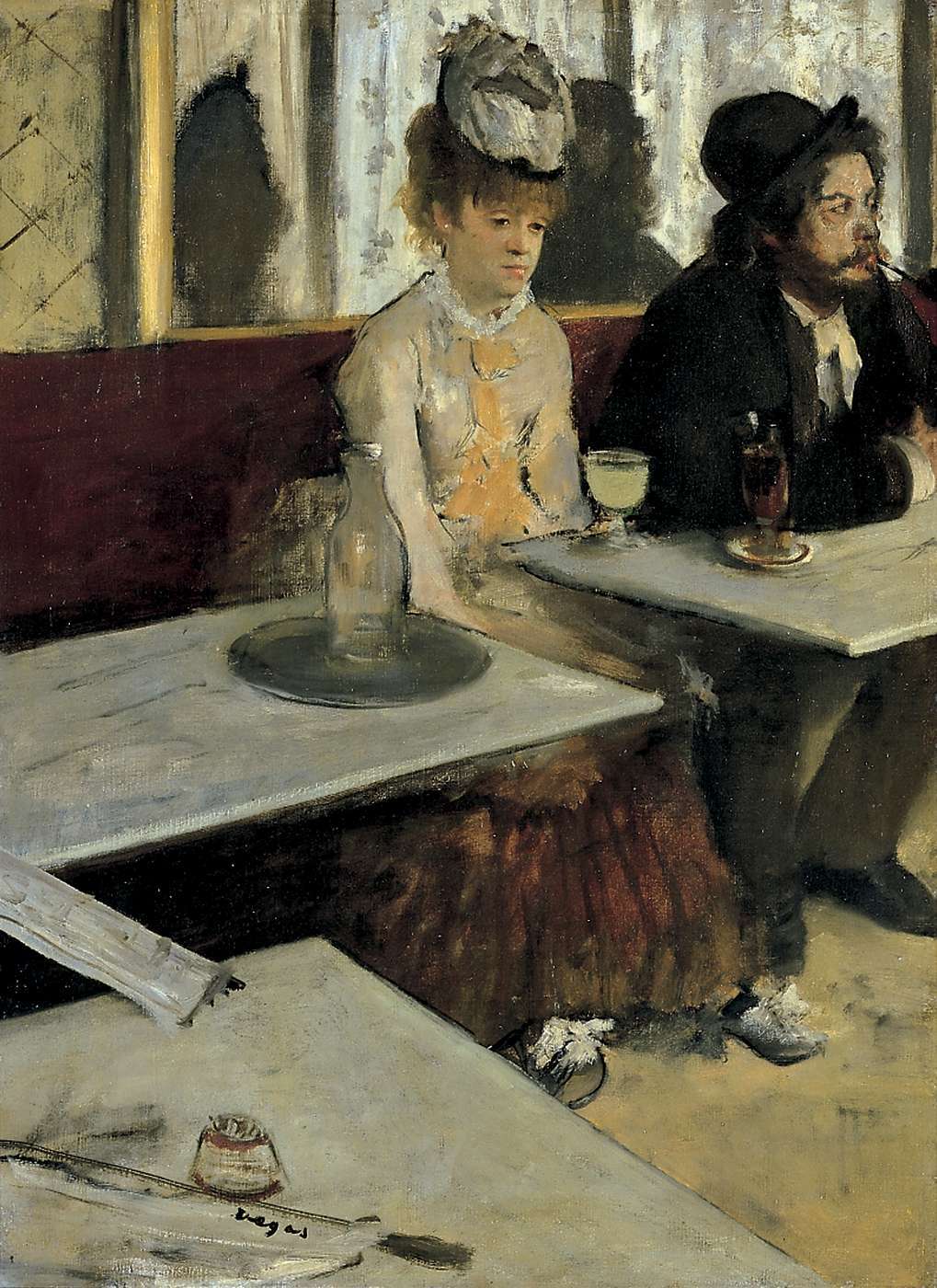 10-2 Edgar Degas, Un coin de table (1876), Paris, musée d'Orsay. Marcellin Desboutin est assis à côté de l'actrice Ellen Andrée..jpg