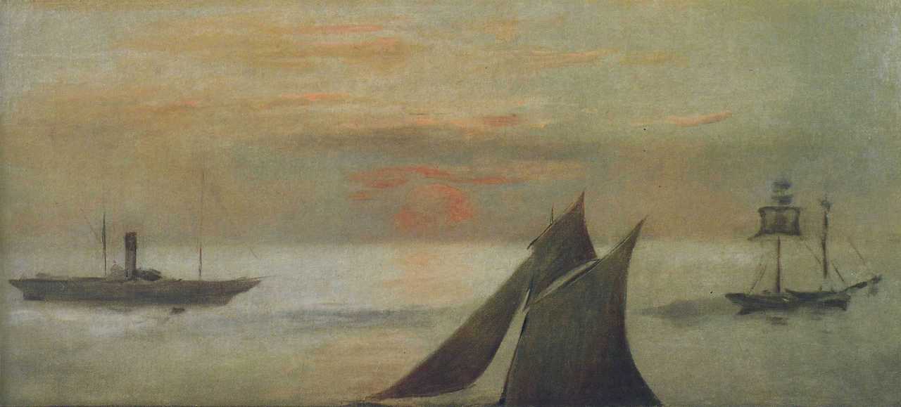 1869, 1872-73, Bateaux en mer, le soleil couchant.jpg