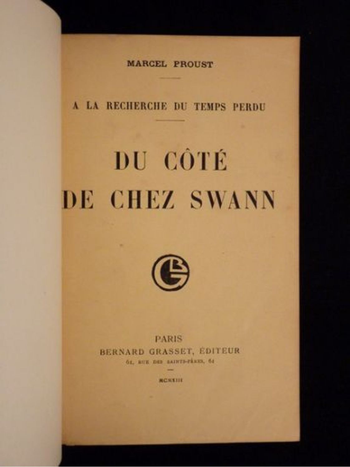 Marcel Proust, Du Côté de chez Swann, Grasset.jpg