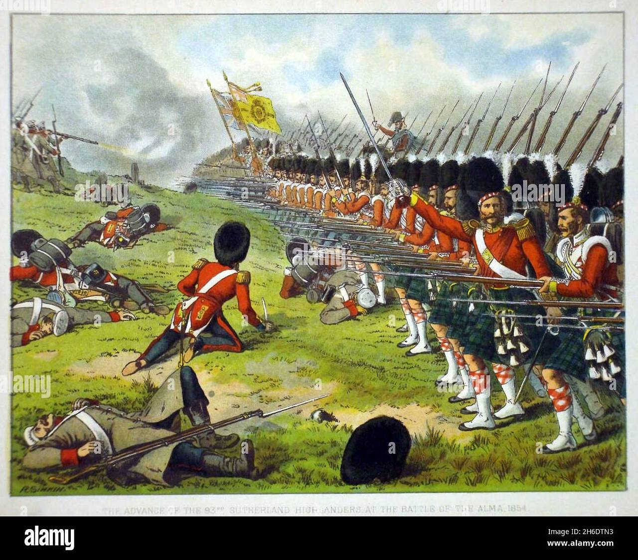 battle-of-alma-sutherland-highlanders-the-argyll-and-sutherland-highlanders-princess-louises-was-a-line-infantry-regiment-of-the-british-army-that-existed-until-amalgamation-into-the-royal-regiment-of-scotland-on-28-march-2006-the-battle-of-the-alma-short-for-battle-of-the-alma-river-was-a-battle-in-the-crimean-war-between-an-allied-expeditionary-force-made-up-of-french-british-and-egyptian-forces-and-russian-forces-defending-the-crimean-peninsula-on-20-september-1854-the-allies-had-made-a-surprise-landing-in-crimea-on-14-september-the-allied-commanders-marchal-jacques-leroy-de-2H6DTN3.jpg