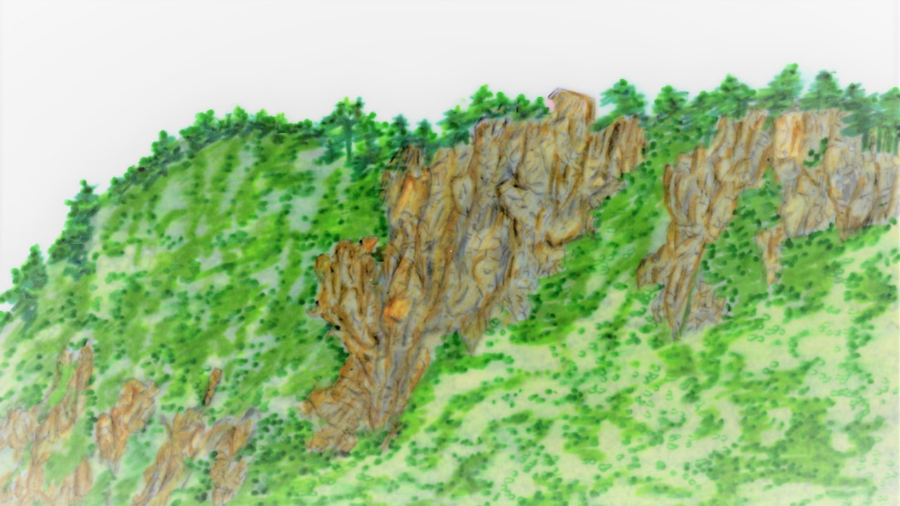 35. 능선에서 보는 맷등바위는 다소 위험스러워 보인다.jpg