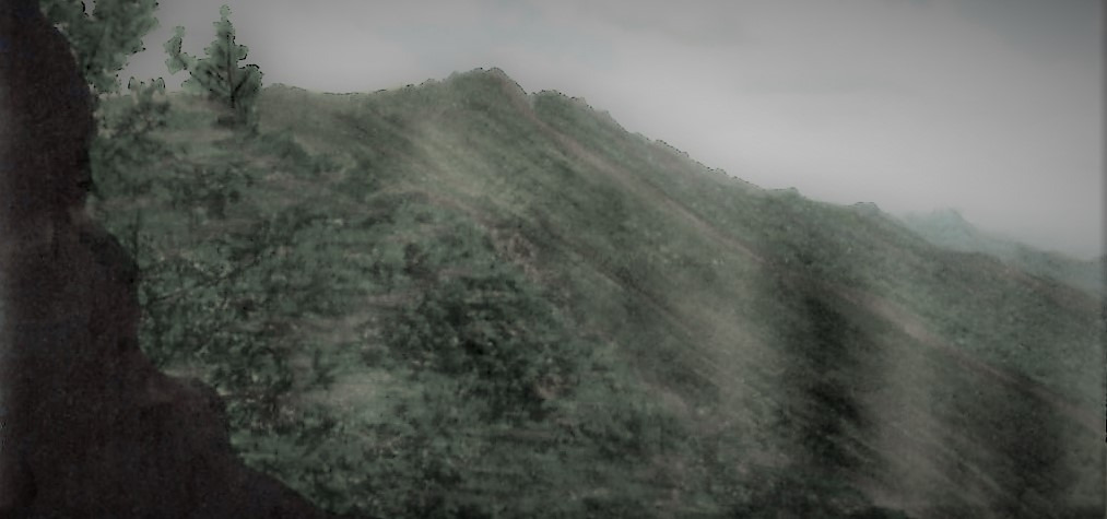 백덕산-당재 부근에서 바라보는 백덕산 정상과 멀리 뒤로 배거리산.jpg