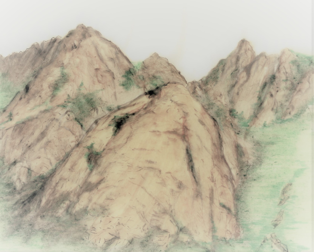 27. 돌아보니 노적봉을 중심으로 백운대, 인수봉, 만경대의 정상부가 가는 길을 배웅해준다.jpg