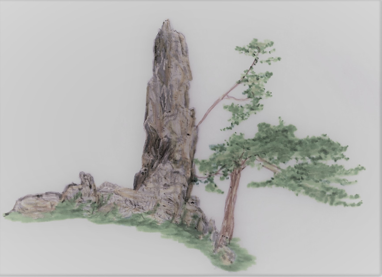 66. 입석바위가 벼랑에서도 꼿꼿이 서있다.jpg