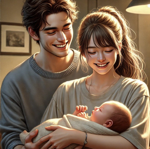 DALL·E 2024-07-02 19.44.26 - A simple and modest, highly realistic and detailed illustration of a young middle-class couple in their late 20s holding their newborn baby. The scene.jpg