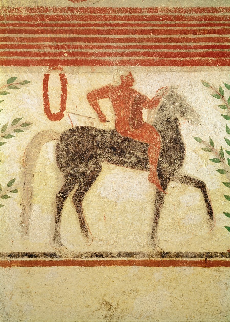 Etruscan_-_Horseman_left_hand_side_from_the_Tomb_of_the_Baron_c500_BC_(wall_painting)_-_(MeisterDrucke-293178).jpg