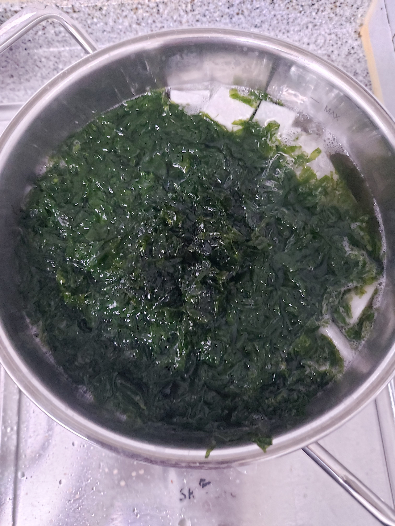 42-3. 육수가 끓으면 파래와 무, 참기름, 액젓, 다진 마늘, 국간장을 넣는다 20241102_180227.jpg