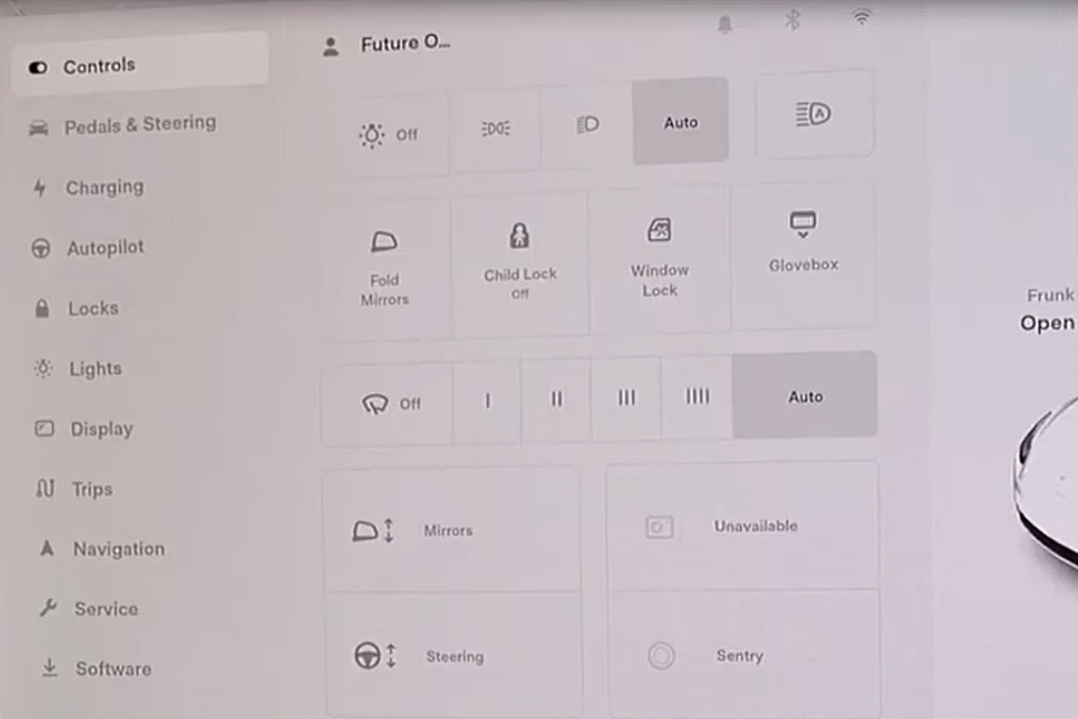 6_테슬라 모델 S, 모델 X 센터 디스플레이 주요 제어 메뉴_유튜브 채널 'Sagar S'.jpg