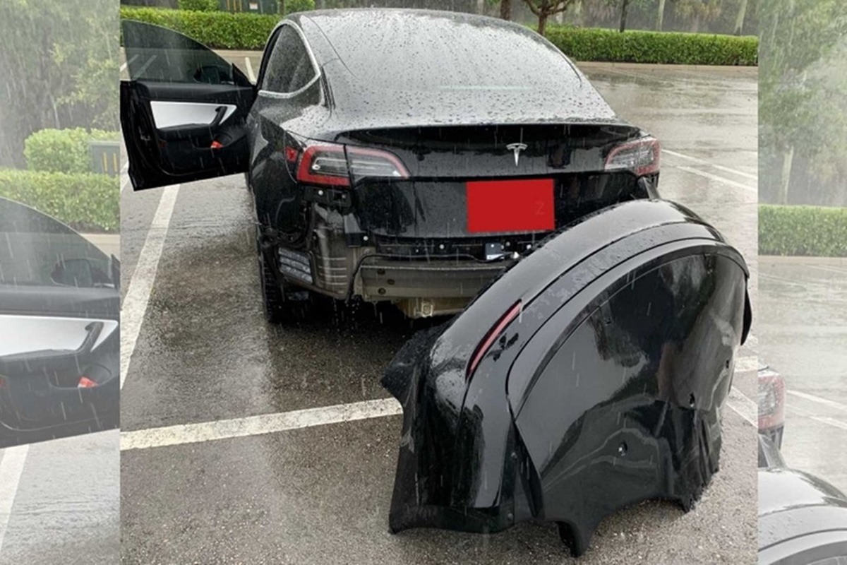 10-1 범퍼가 떨어진 테슬라 모델 3, 트위터.jpg