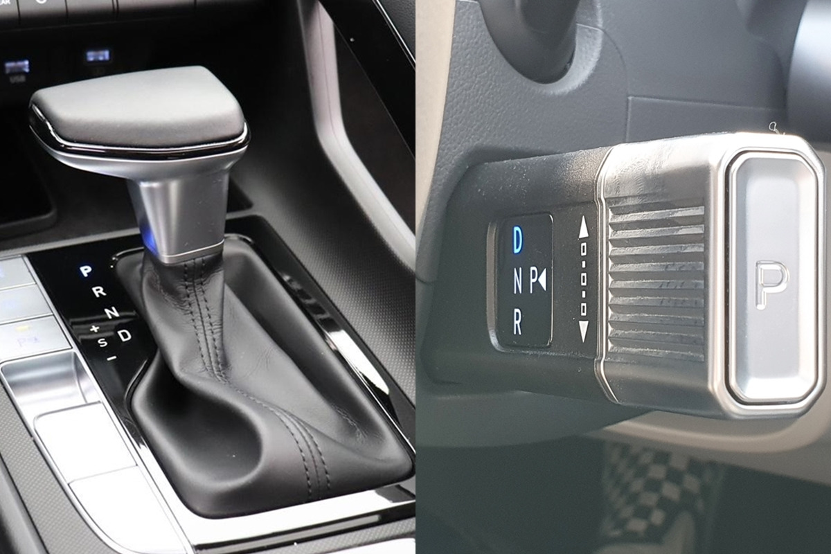 5_아반떼 기계식 변속 레버와 코나 컬럼 타입 전자식 변속 레버.jpg