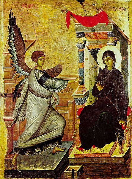 성모수태고지 Annunciation, the Church of St Climent in Ohrid, R. o. Macedonia (first quarter of the 14th century)..jpg