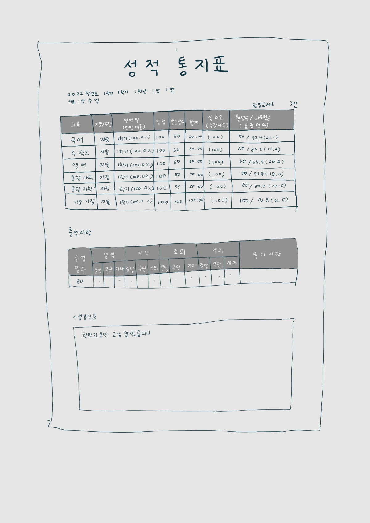 01화 #성적 통지표