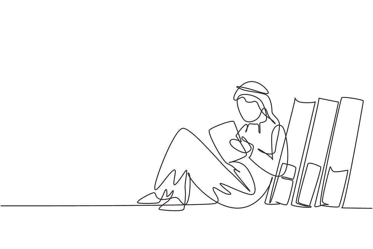 Continuous line drawing Arabian Reading-23.jpg