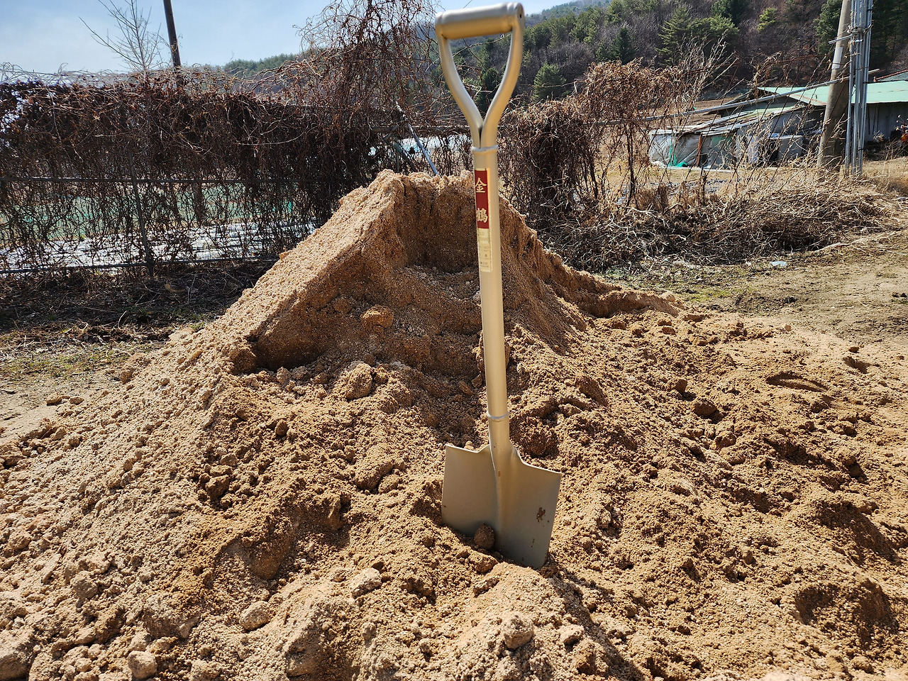 하우스 파인 부분 마사토 채우기_하우스 앞에 있던 마사토_20230322_140212.jpg