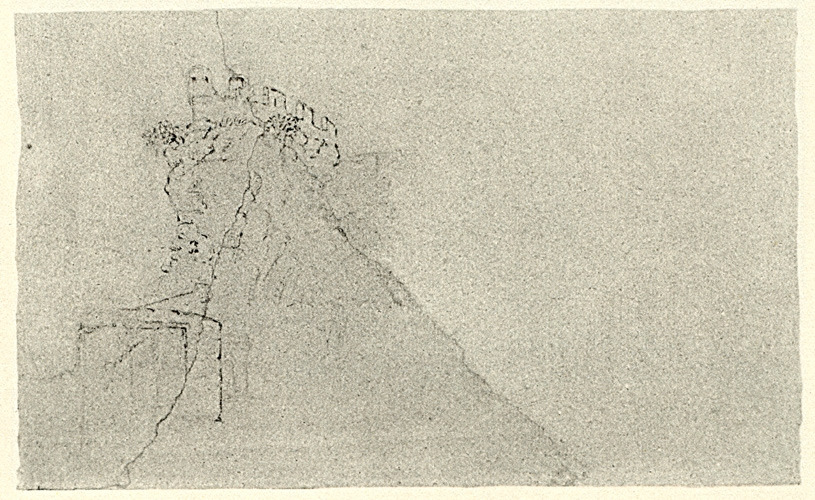 Goethe's (torn) drawing of the castle of Malcesine..jpg