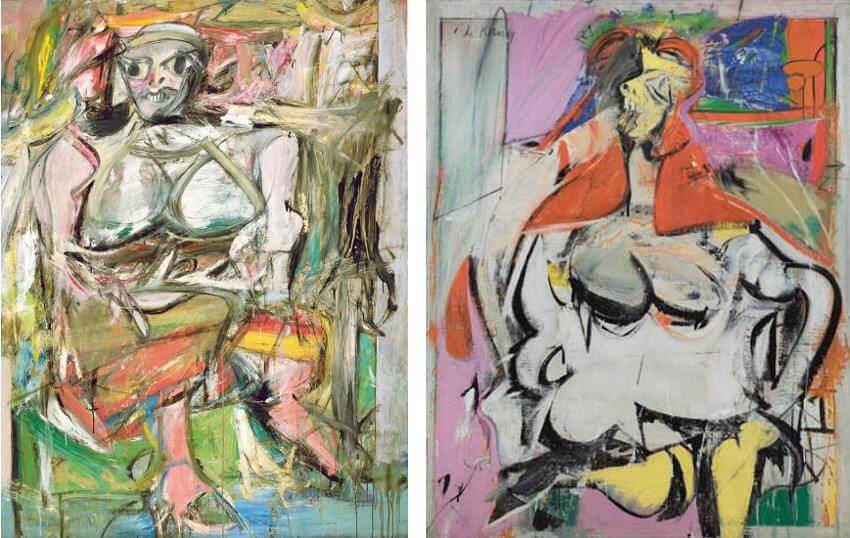 Willem de Kooning - Woman I, 1950–2 (Left) and Willem Woman, 1949 (Right)The Willem de Kooning Foundation.jpg