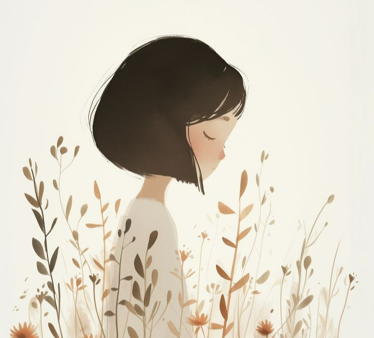 a girl is standing in a field of flowers.jpg