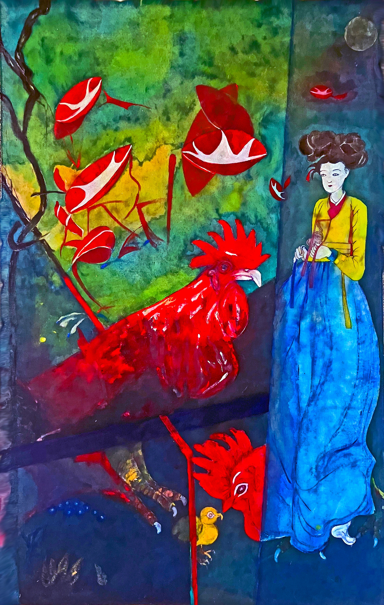 Louis, Chul-joo Choi, a morning glory woman, 113X180 cm, acrylic and composite materials on cloth, 2023.jpg