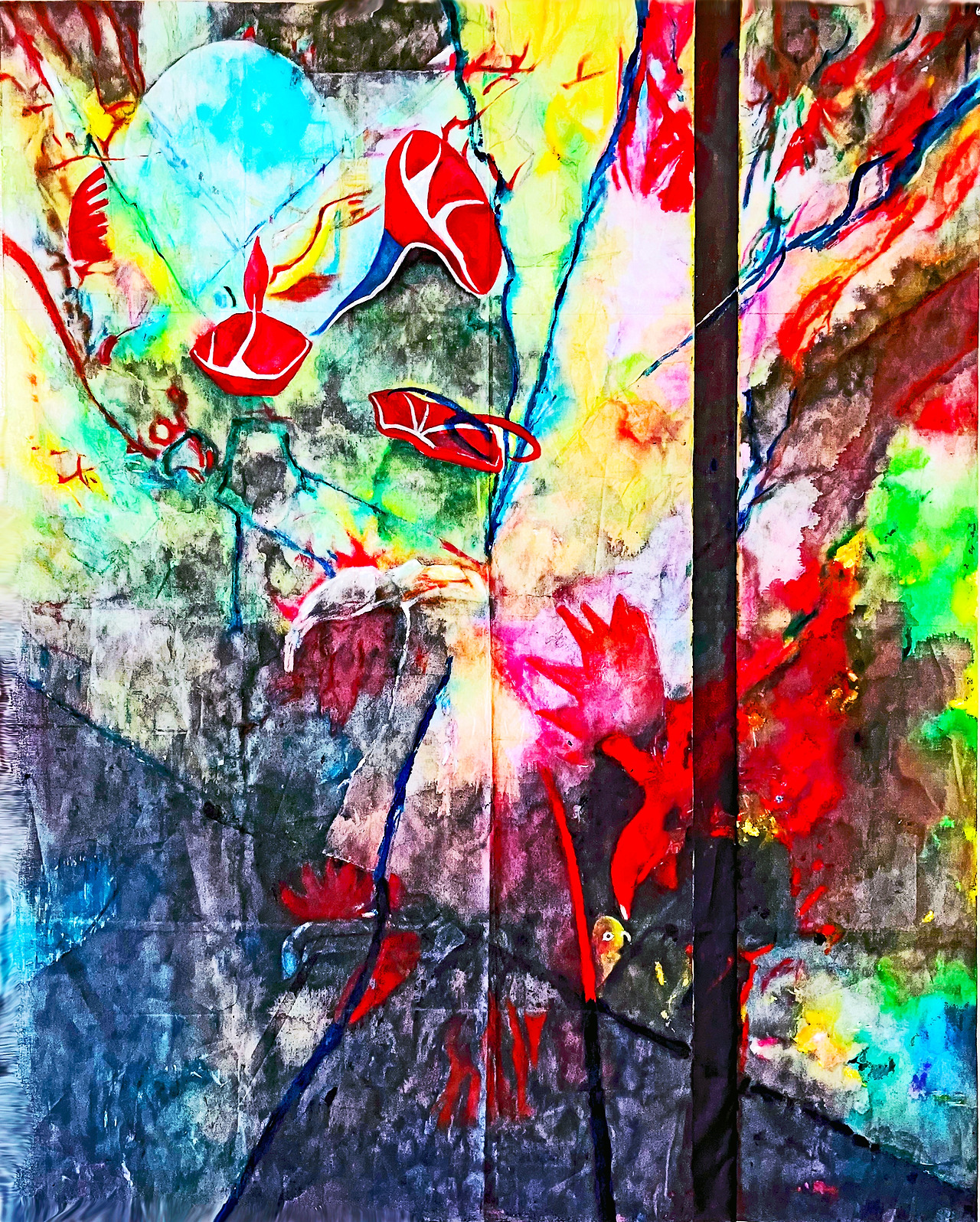 Louis Chul-joo Choi, morning glory window 5, 147.5X183.5cm, acrylic and composite materials on cloth, 2023.jpg