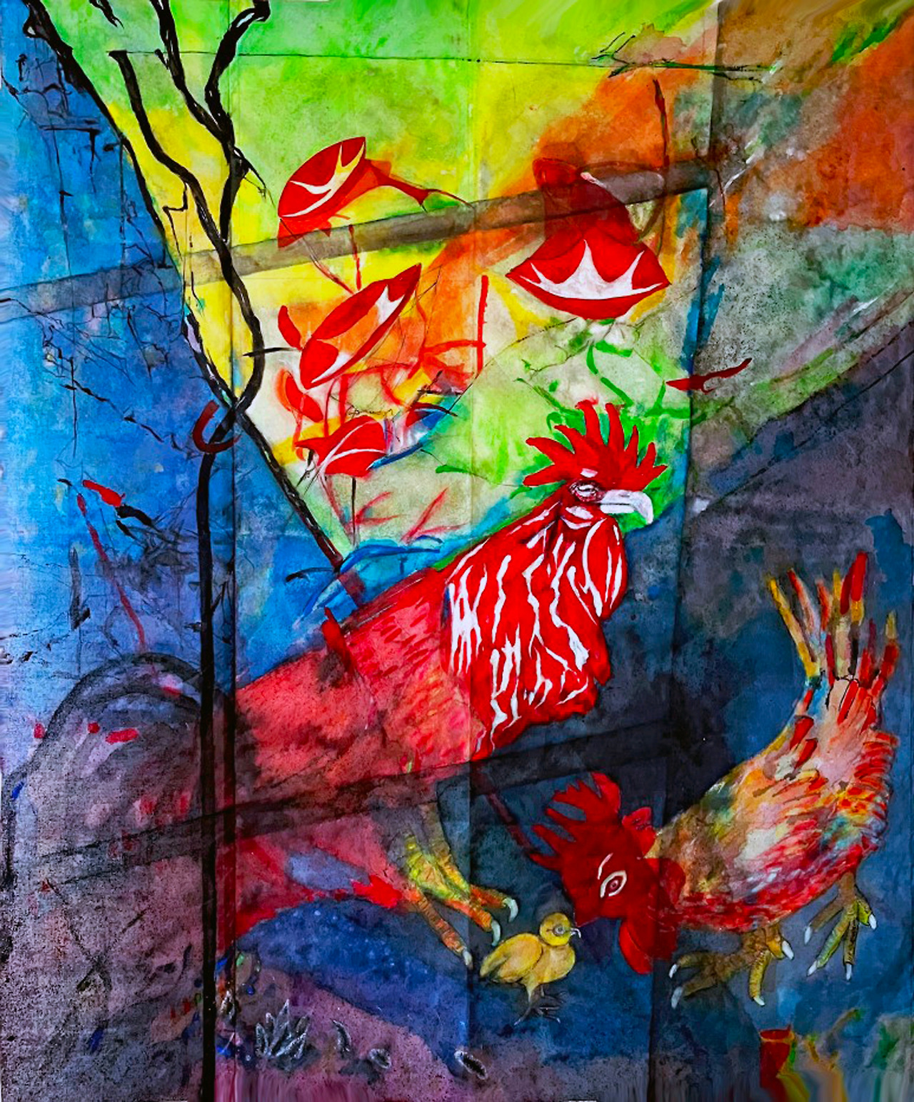 Louis Chul-joo Choi, Choi chuljoo morning glory window p34-7-back, 150X180cm, acrylic and composite materials on cloth, 2023.jpg