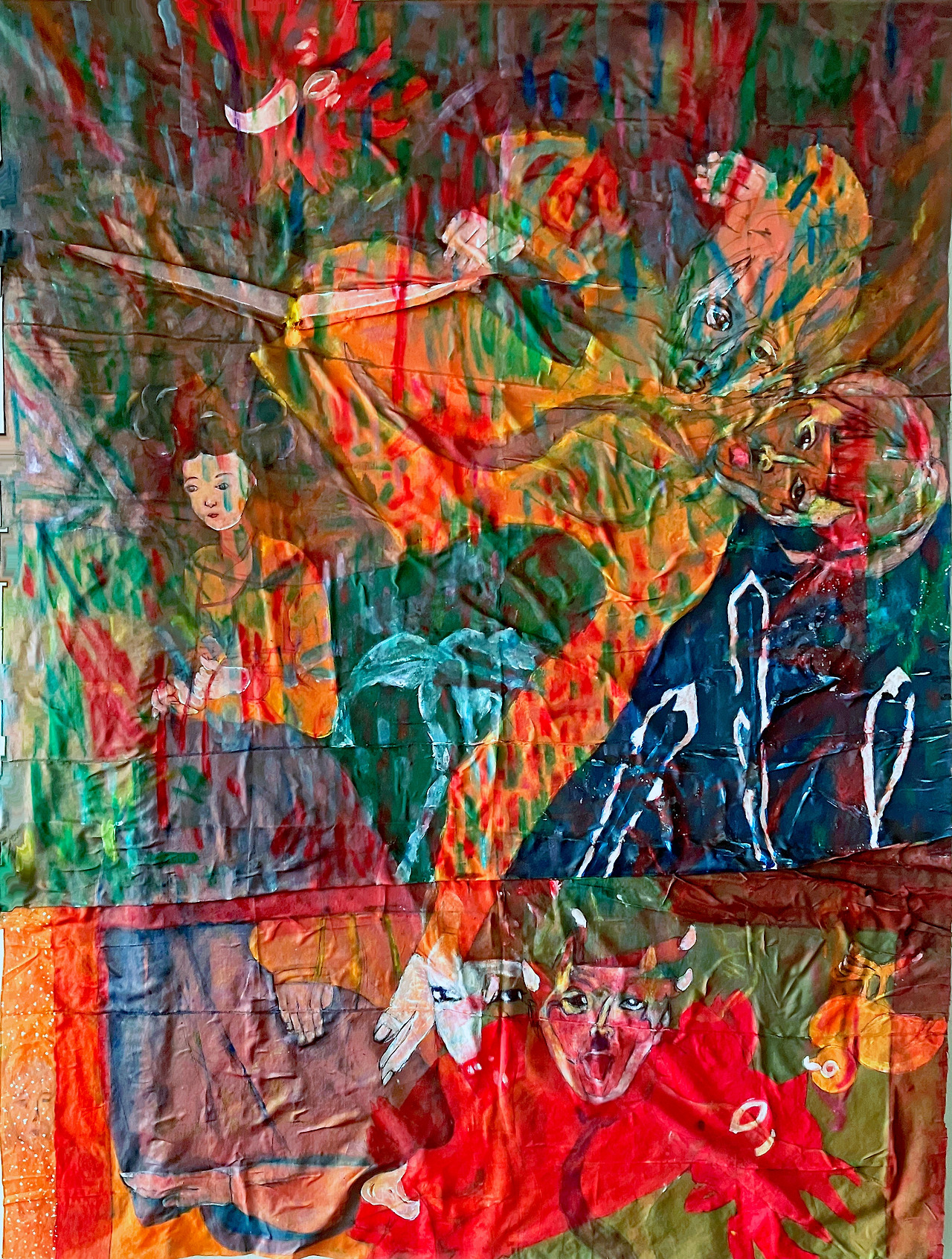 Louis Chul-joo Choi, Overlapping multiple spaces in one place depending on the time, 113X149cm, acrylic and composite materials on cloth, 2024.jpg