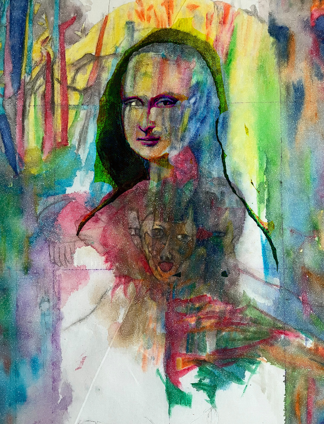 Louis Choi Chul-joo, Morning glory-dancer image of Mona Lisa's Desire structure is synchronic linguistic meaning-sketch 2, 113X165cm, acrylic and composite materials on cloth, 2025.jpg