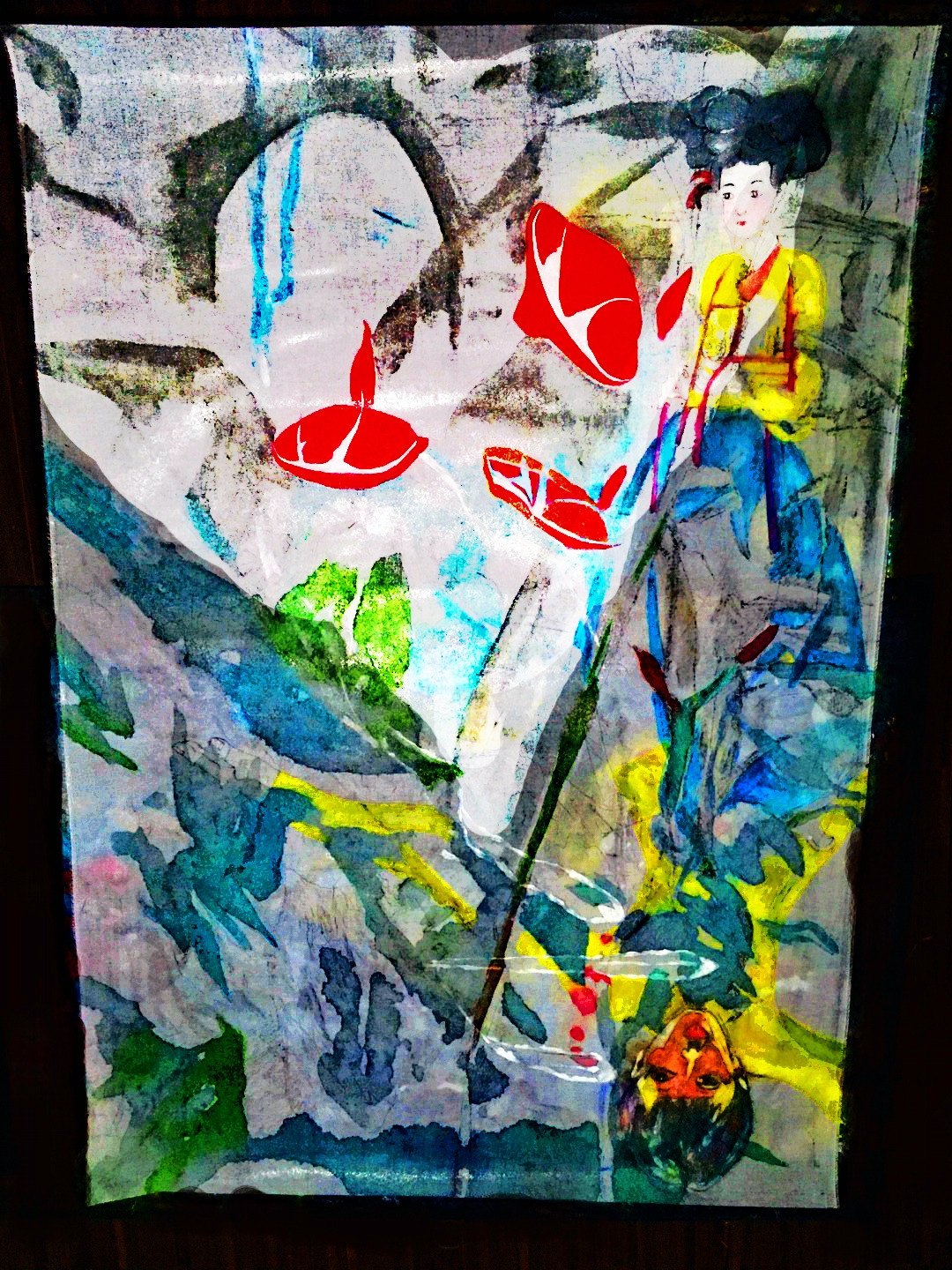 Louis Chul-joo Choi, a pond reflecting the image of one's present desires-sketch 1, 113X165cm, acrylic and composite materials on cloth, 2024.jpg