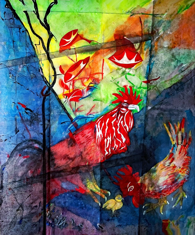 Louis Chul-joo Choi, a morning glory (outside the) window, 150X180cm, acrylic and composite materials on cloth, 2023.jpg