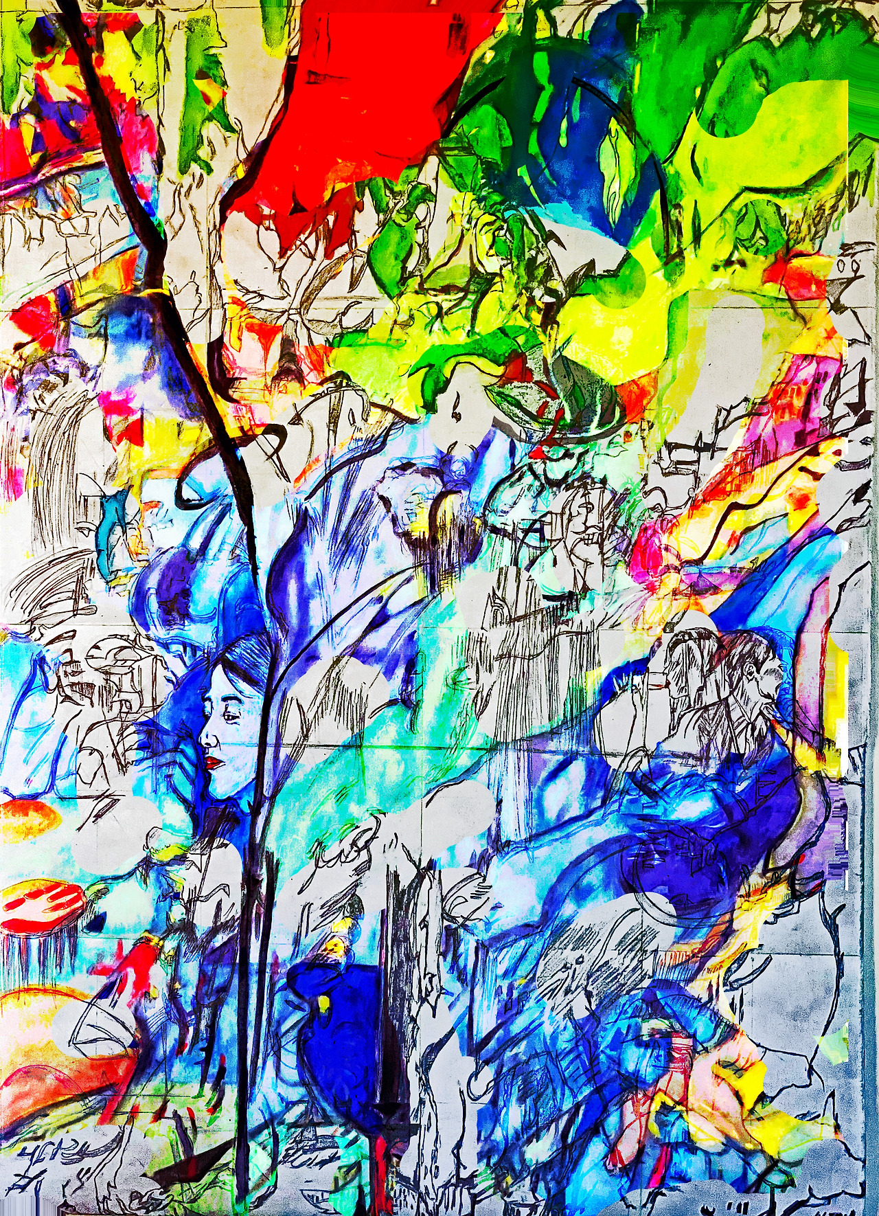 Louis Chul-joo Choi, morning glory-A couple's world set in the 'morning glory' of Desire-sketch 2, 112X162cm, acrylic and composite materials on cloth, 2024.jpg