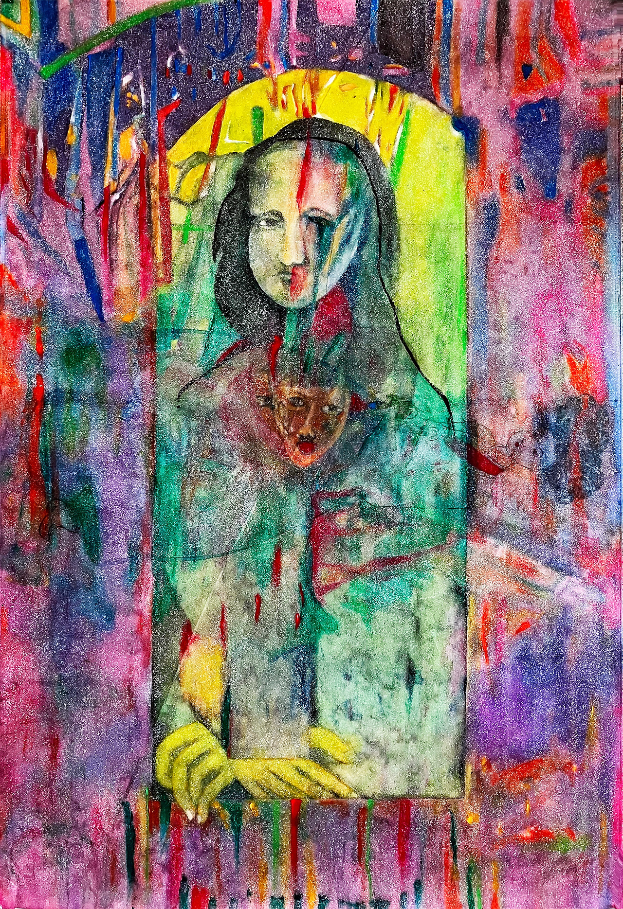 Louis Choi Chul-joo, Morning glory-dancer image of Mona Lisa's Desire structure is synchronic linguistic meaning-rendering, 113X165cm, acrylic and composite materials on cloth, 2025.jpg