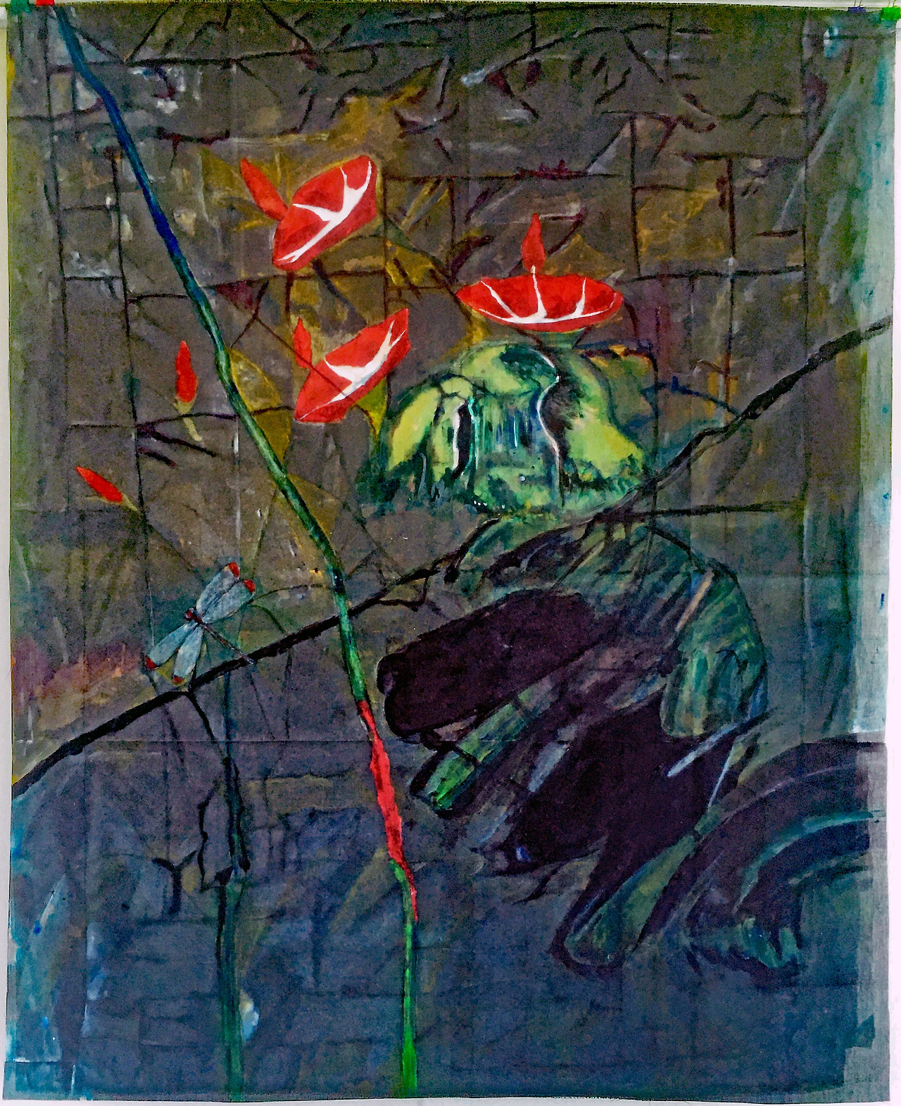 Chul-joo Choi, morning glory 2021-d-1, 136X168cm, acrylic and composite materials on cloth, 2021.jpg