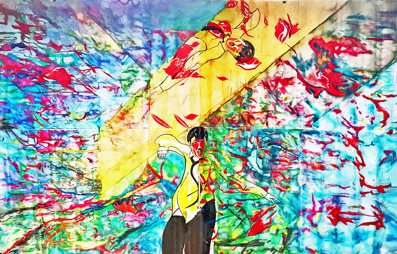 Louis Chul-joo Choi, morning glory window 2024-2-light, 357X225cm, acrylic and composite materials on cloth, 2024.jpg