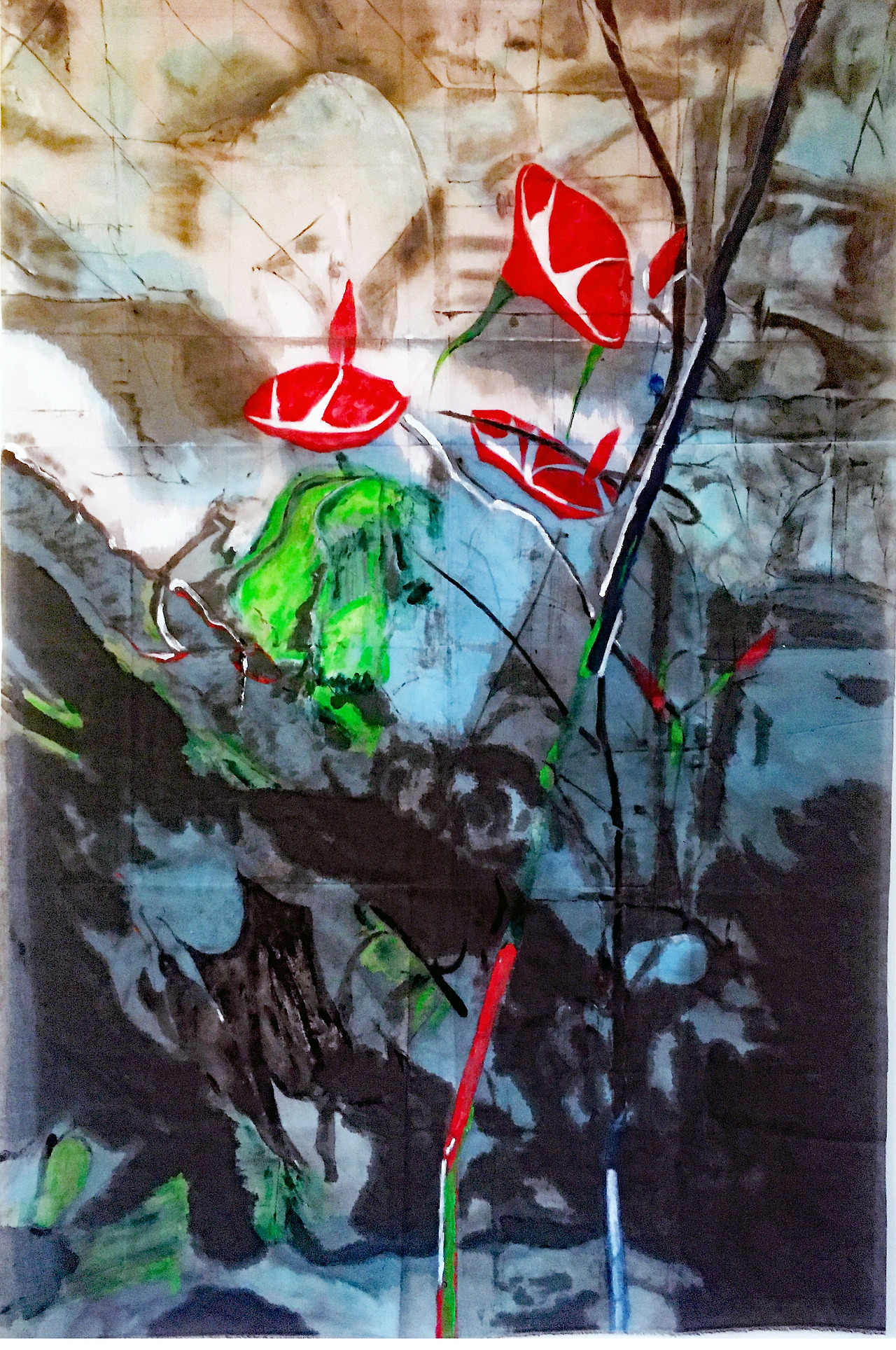 Chul-joo Choi, morning glory 2021-i, 113X167cm, acrylic and composite materials on cloth, 2021.jpg