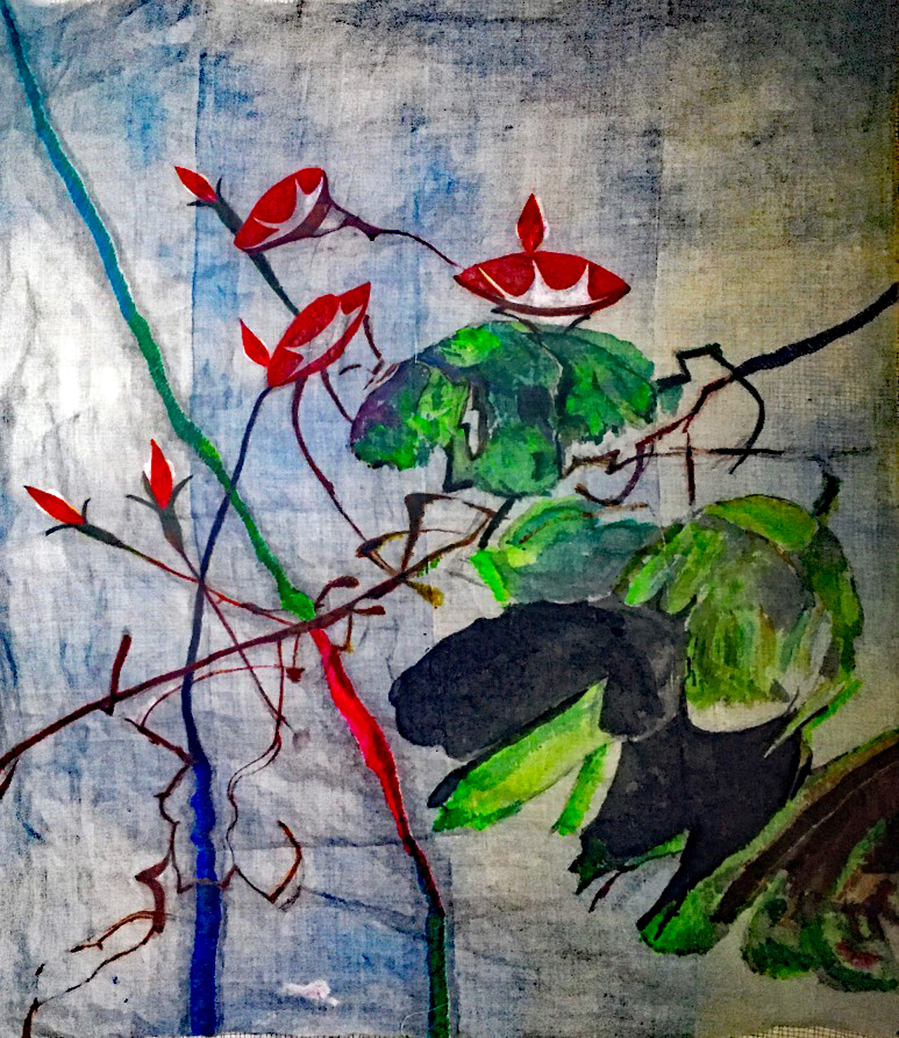 morning glory-thread, 135X156cm, acrylic and composite materials on cloth, 2021.jpg