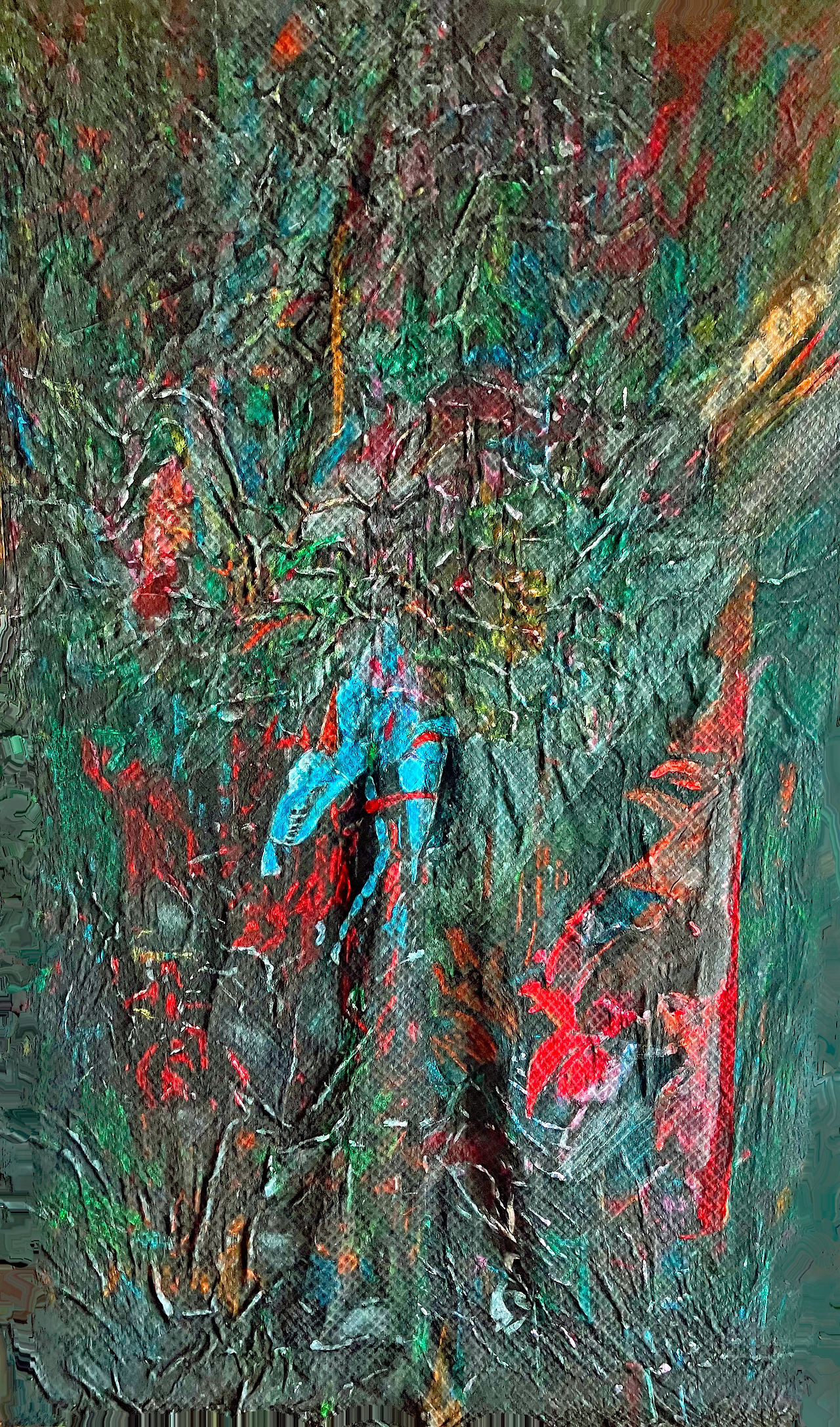 Louis Chul-joo Choi, A chick Abstracting Desire from Dinosaurs into Reality, 176X232cm, acrylic and composite materials on cloth, 2024.jpg