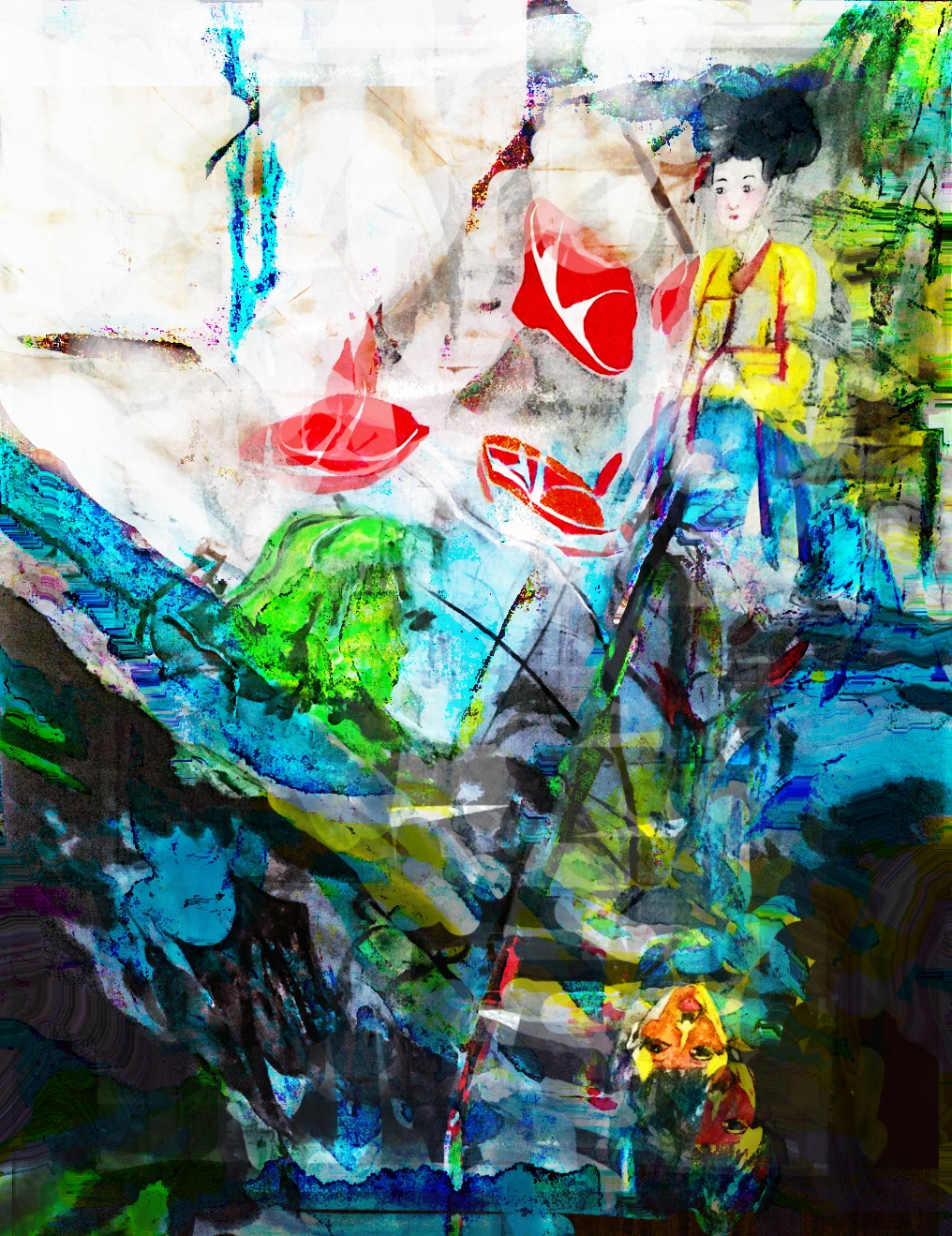 Louis Chul-joo Choi, a pond reflecting the image of one's present desires-sketch 3, 113X165cm, acrylic and composite materials on cloth, 2024.jpg