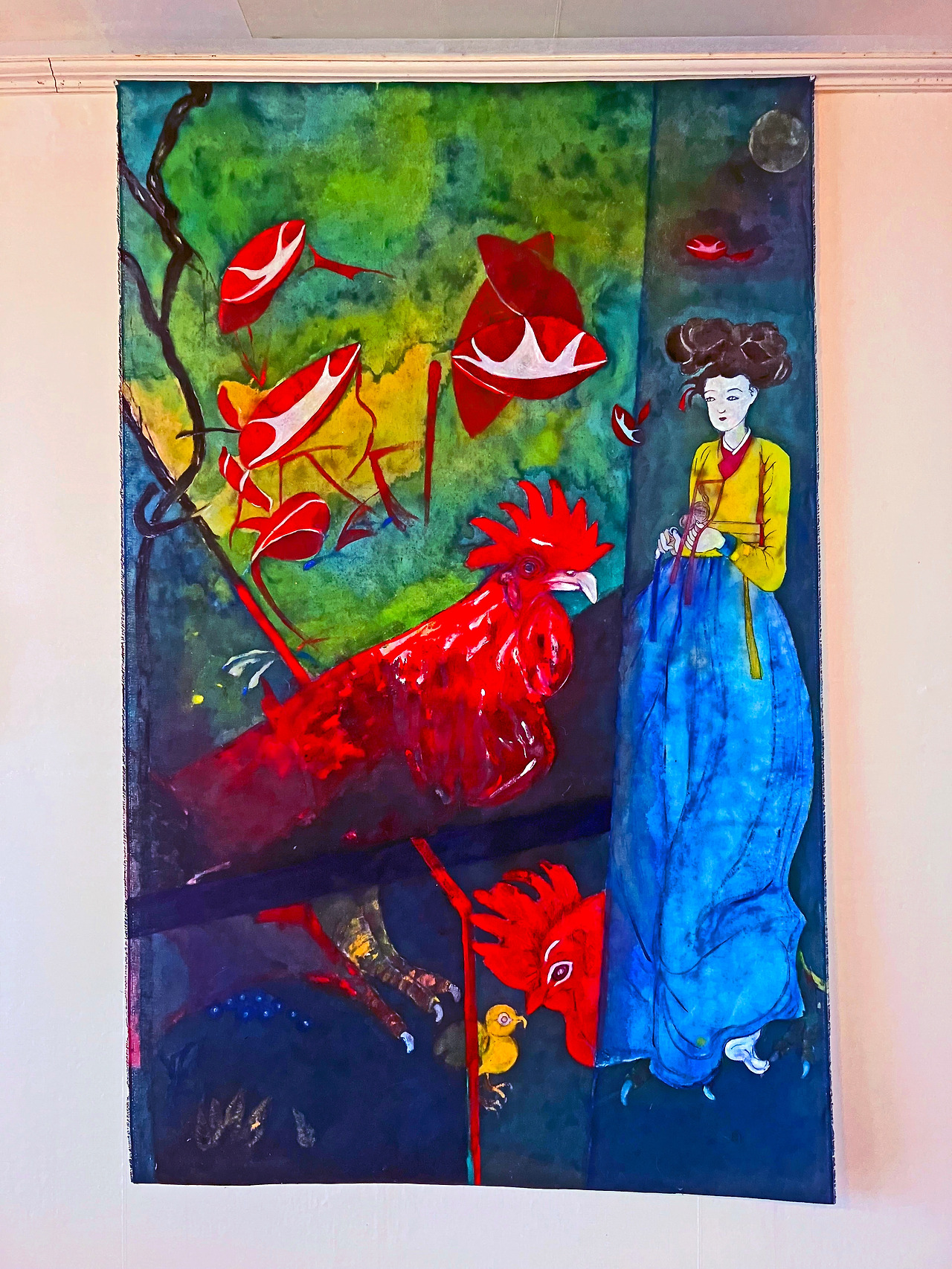 Louis, Chul-joo Choi, a morning glory woman-1 113X180 cm, acrylic and composite materials on cloth, 2023.jpg