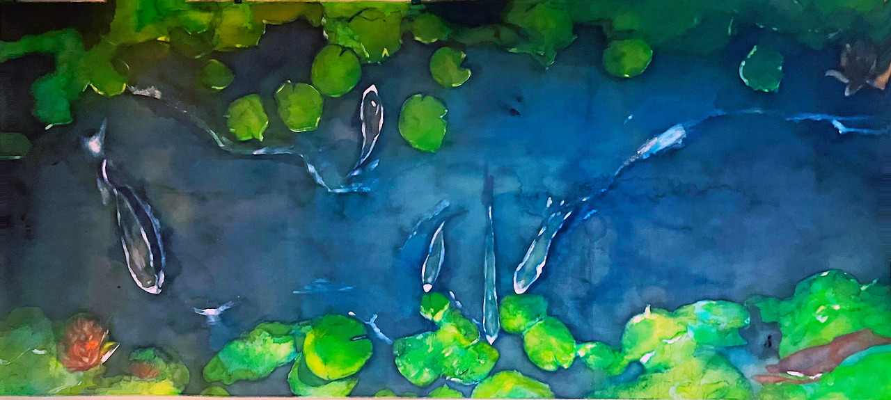 Louis Chul-joo Choi, a missing pond, 112X249cm, acrylic and composite materials on cloth, 2024.jpg