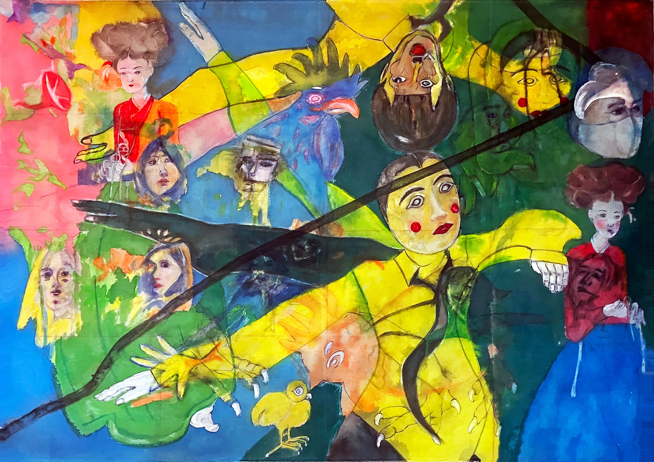 Louis Chul-joo Choi, morning glory window 2024-9-the gaze of desire, 160X113cm, acrylic and composite materials on cloth, 2024.jpg