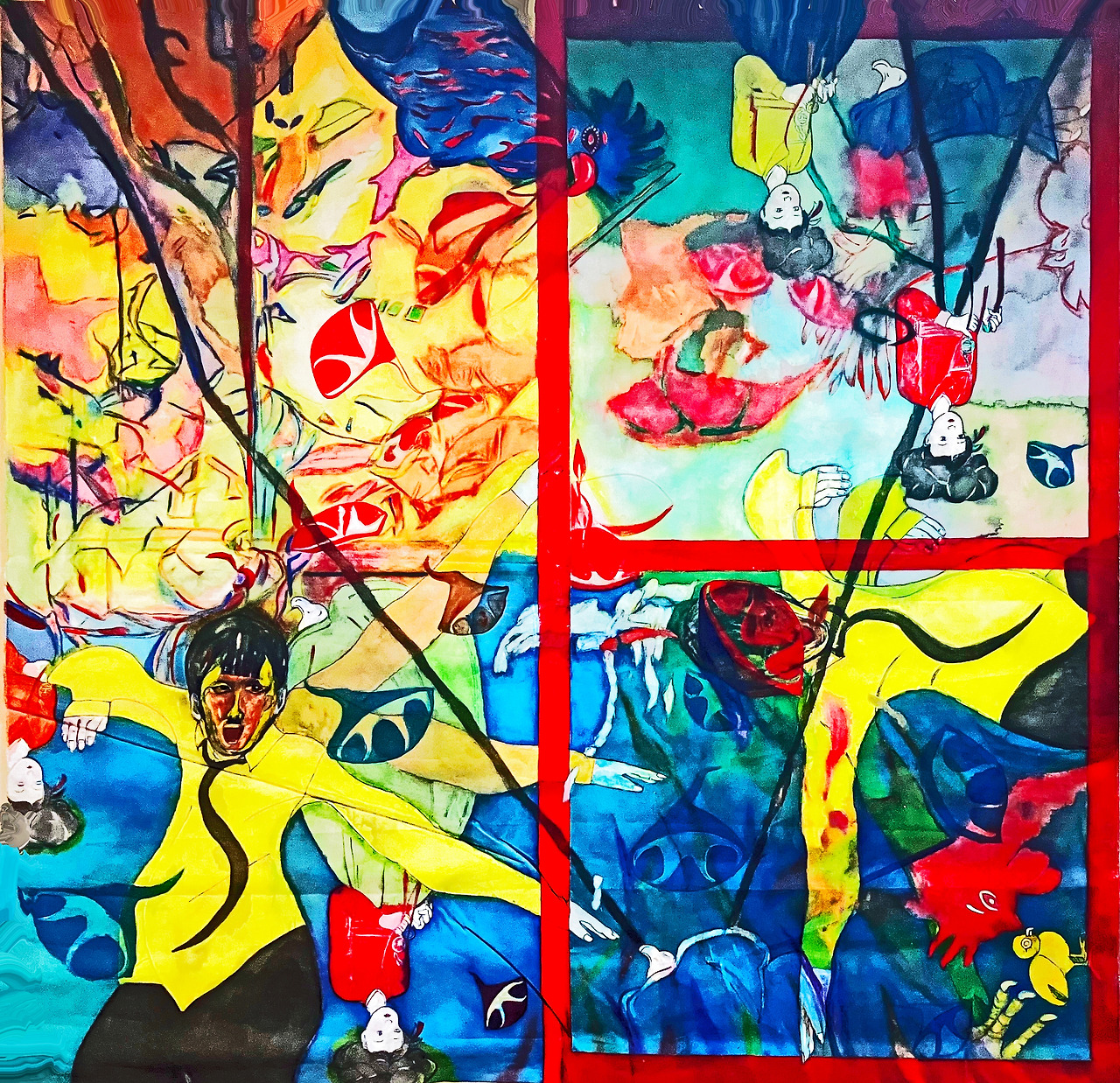 Louis Chul-joo Choi, morning glory window 2024-7-the gaze, 222X218cm, acrylic and composite materials on cloth, 2024.jpg