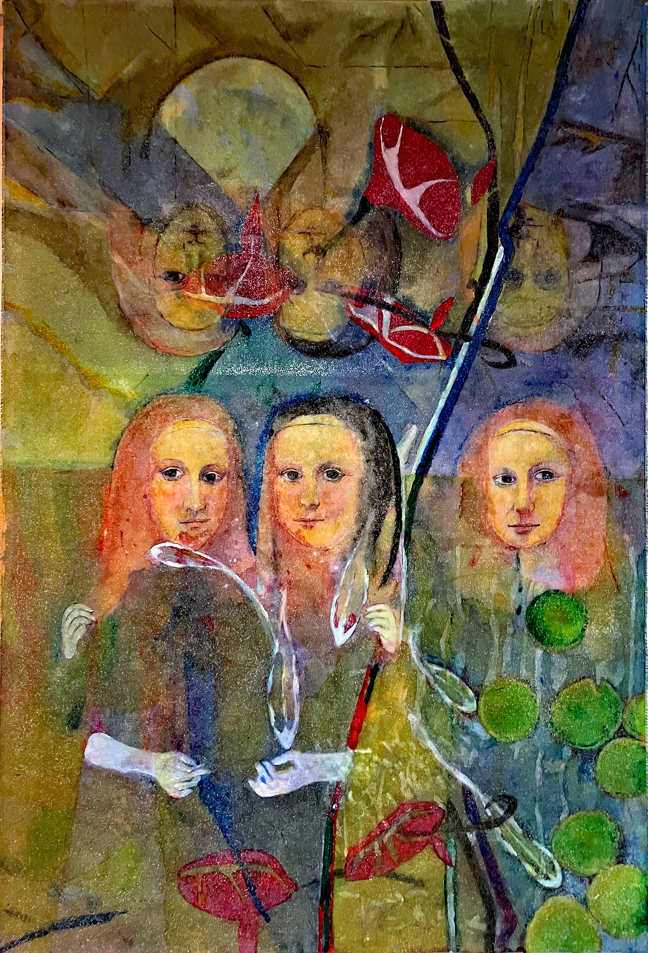 Louis Choi Chul-joo, morning glory and The Three Graces fish - Rendering, 113X165cm, acrylic and composite materials on cloth, 2025.jpg