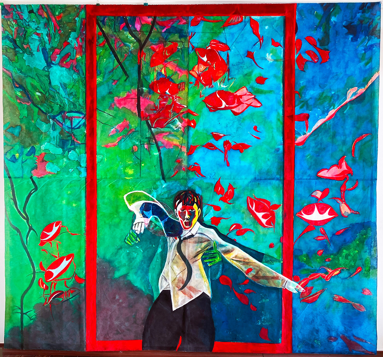 Louis Chul-joo Choi, morning glory window 6-3, 241X223cm, acrylic and composite materials on cloth, 2023.jpg